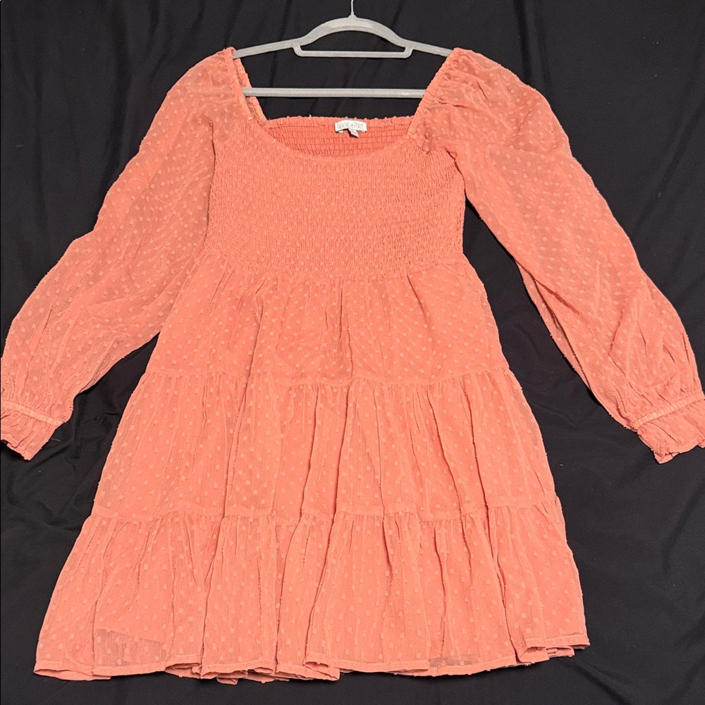 Patrons of Peace Peach Smocked Mini Dress
